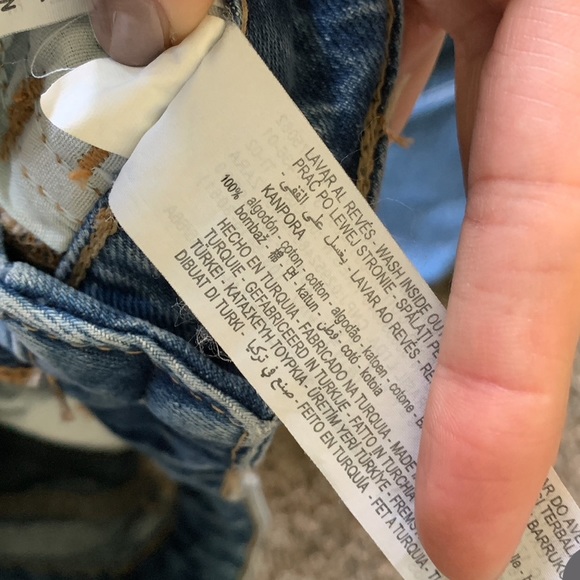 Zara Ultra High Rise Busted Right Knee Distressed Faded Wash Tapered Leg Jeans 4 - Picture 6 of 7